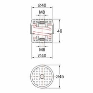 Afmetingen Trillingsdempers anti-vibratieset geel-blauw 50-80 kg